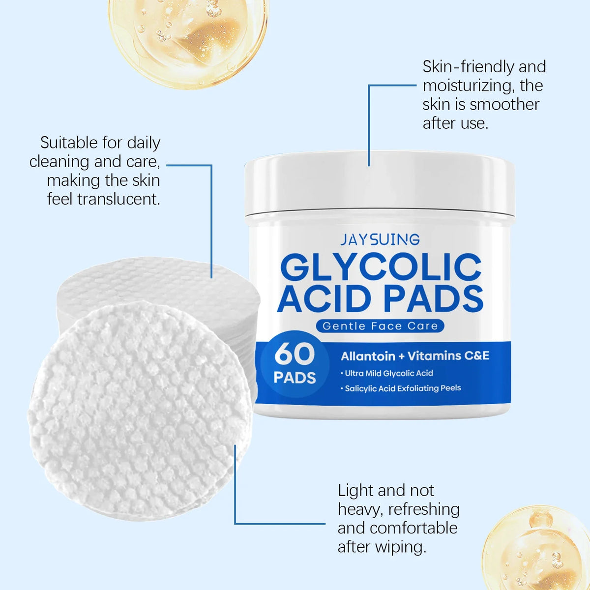 Glycolic Acid Exfoliating Face Pads – Brighten & Smooth 60ct