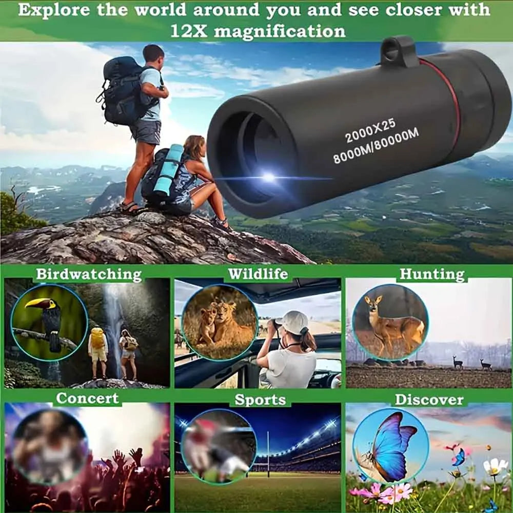 HD 2000x25 Monocular Telescope with Smartphone Holder