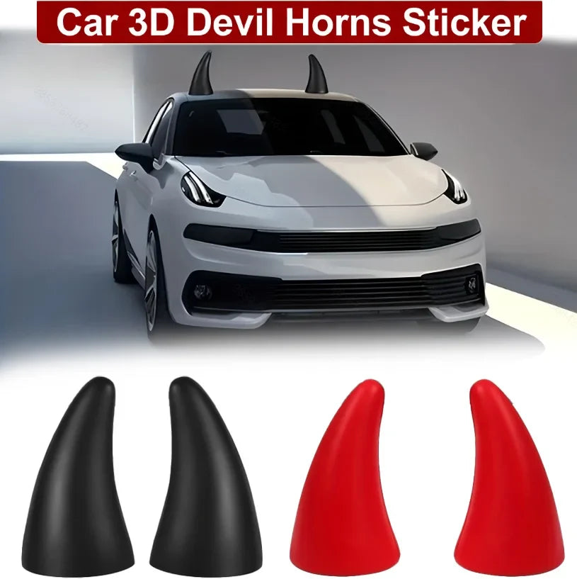 3D Devil Horn Car Roof Sticker | TPU Bull Horns Decal 2PCS
