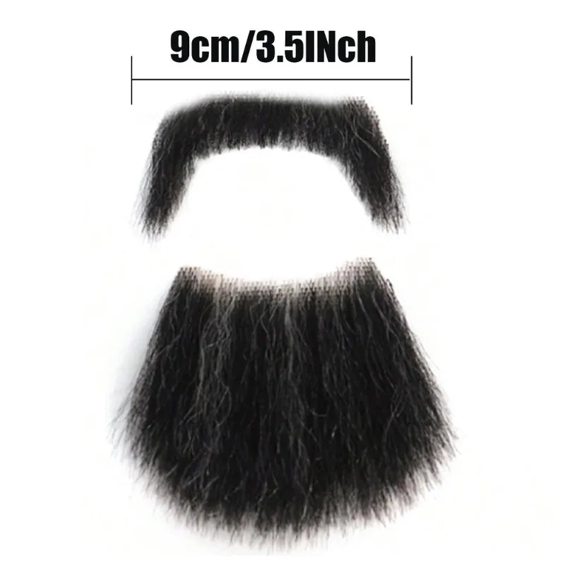 Black Human Hair Fake Beard & Mustache – Lace Invisible Cosplay