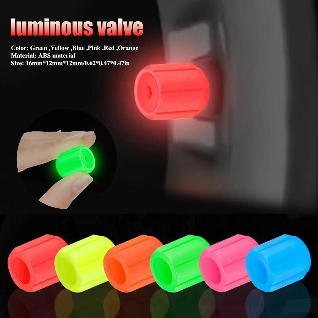 16 Luminous Car Valve Caps Mini Non-slip Air Rim Cover Glow Dark