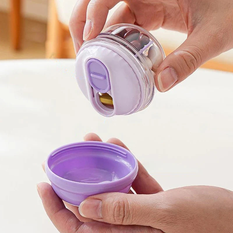 4-Grid Rotating Pill Organizer | Portable Weekly Pill Case