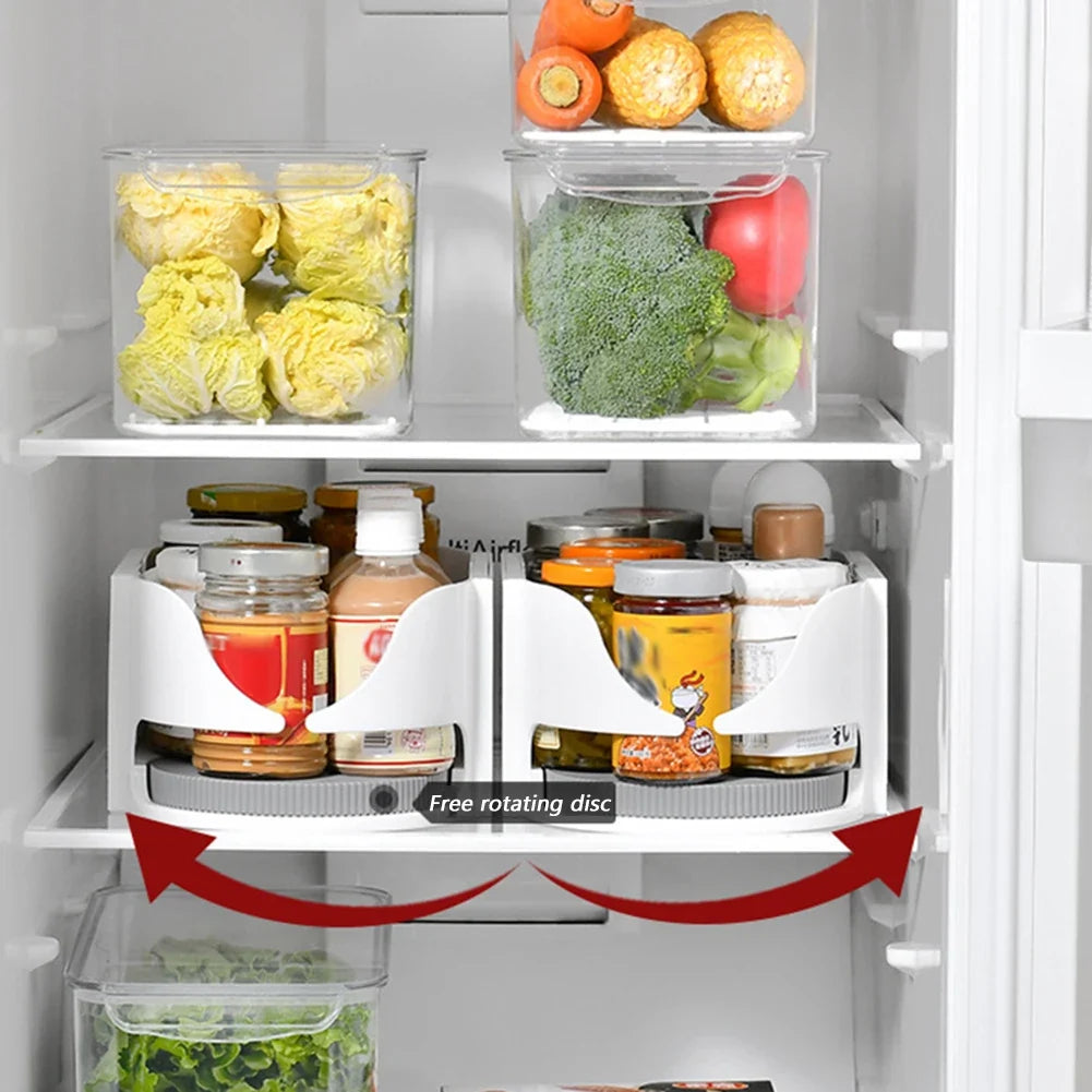 360° Rotating Kitchen Turntable Organizer | Fridge Spice Rack