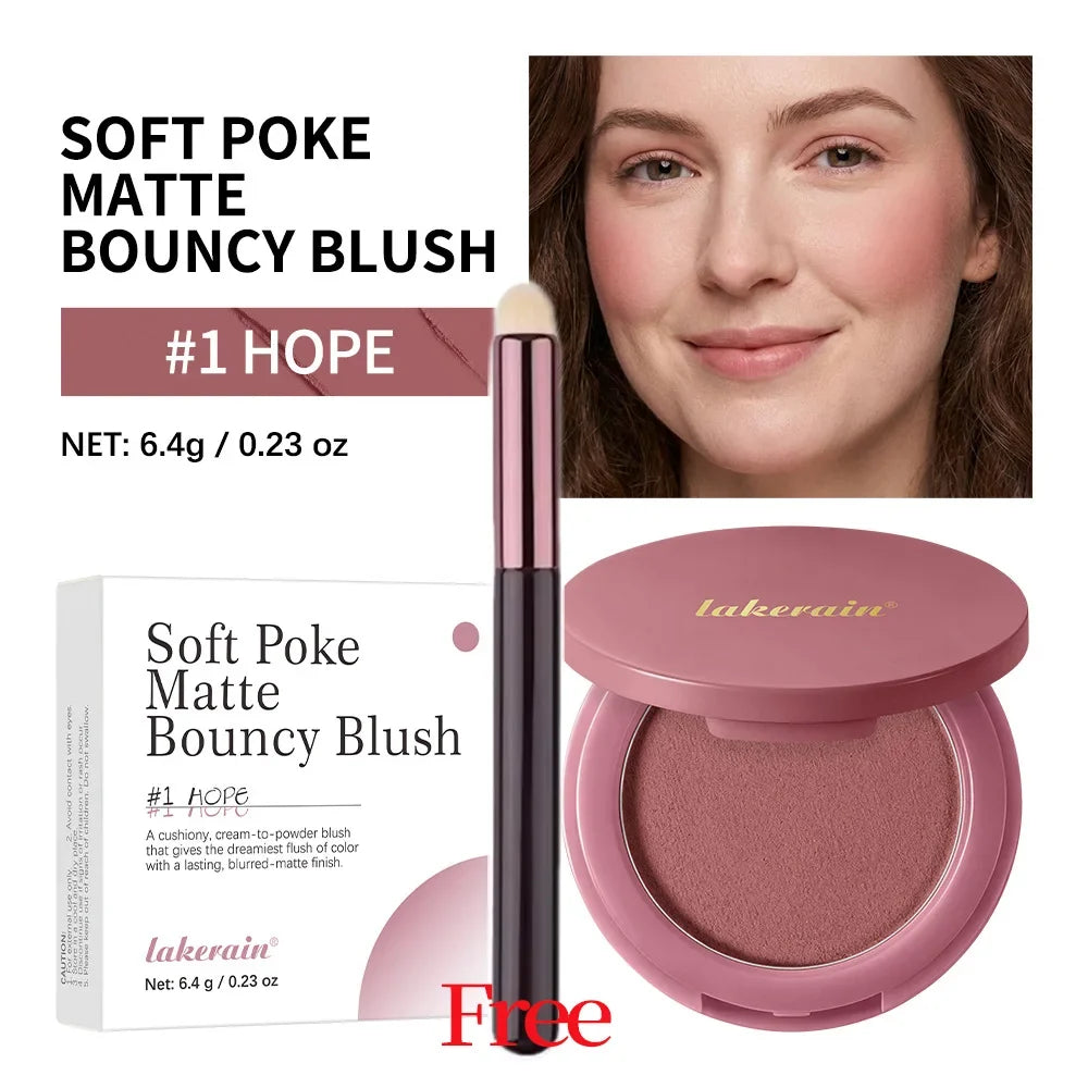 Lakerain Soft Poke Matte Blush Palette with Free Brush