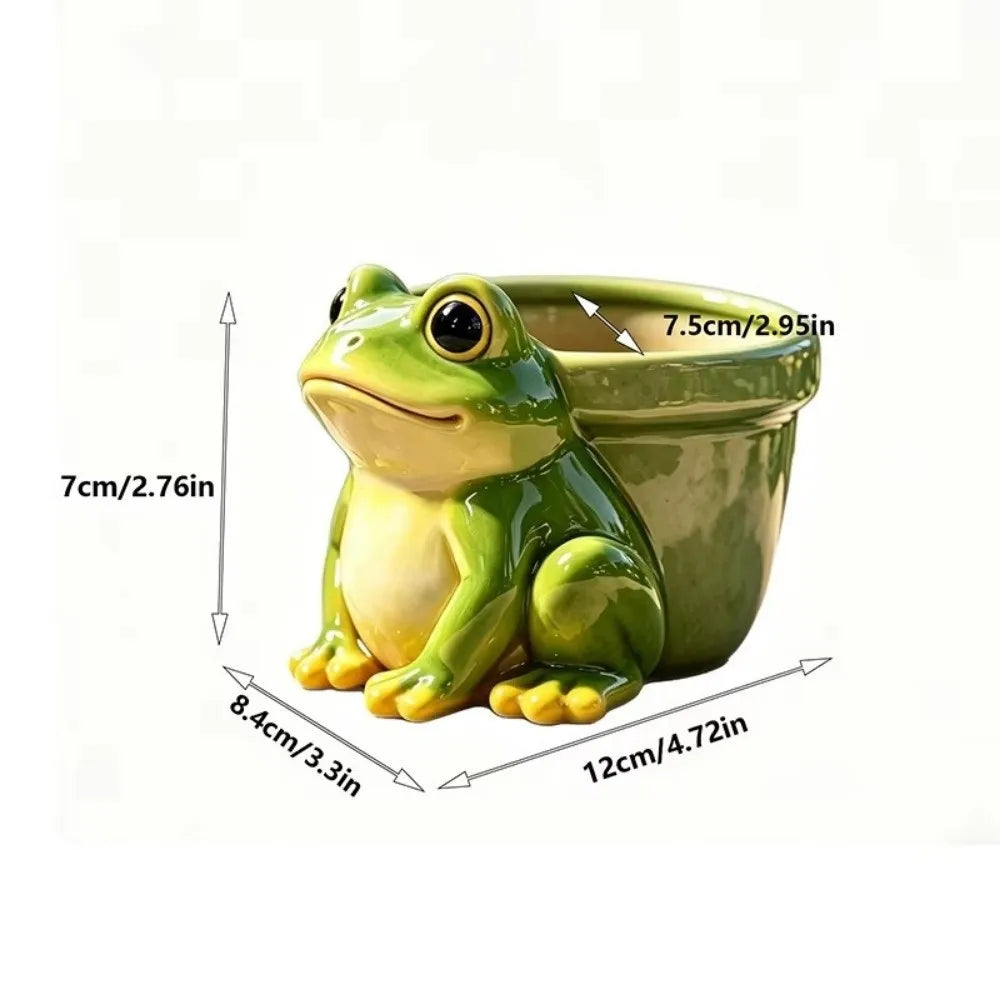 Resin Frog Flower Pot – Funny Garden Succulent & Pencil Holder