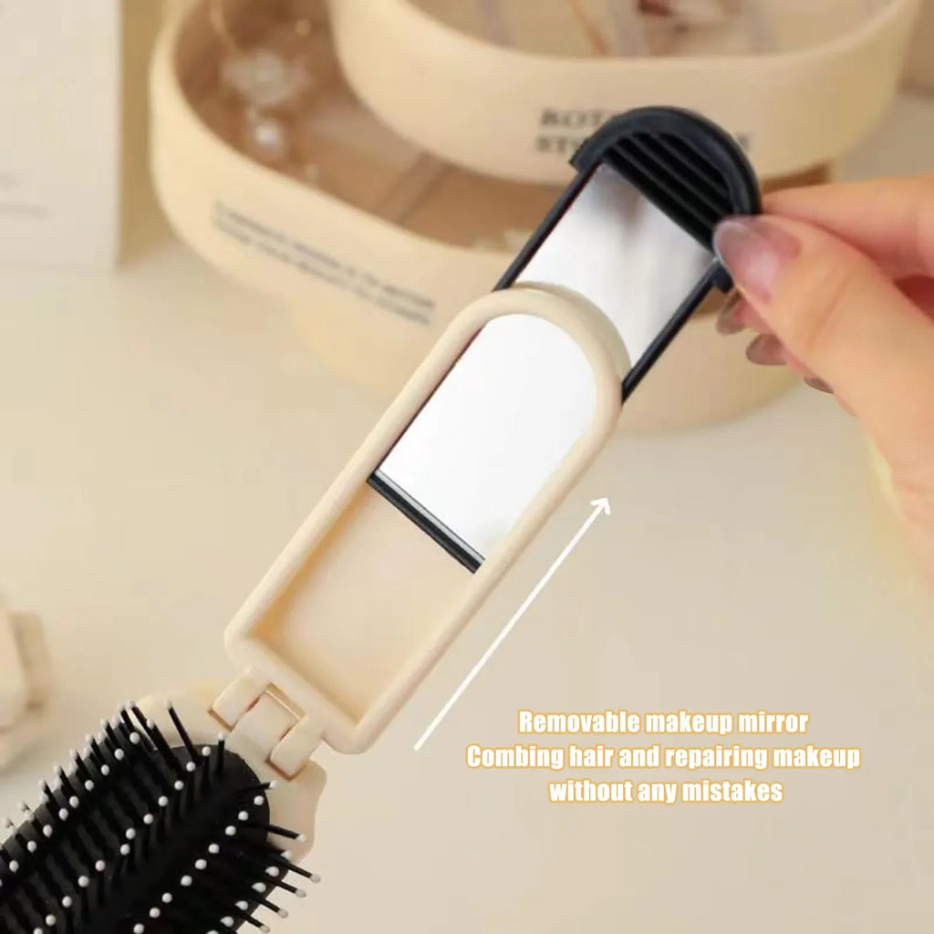 Folding Pocket Hair Comb with Mirror | Travel Styling Tool