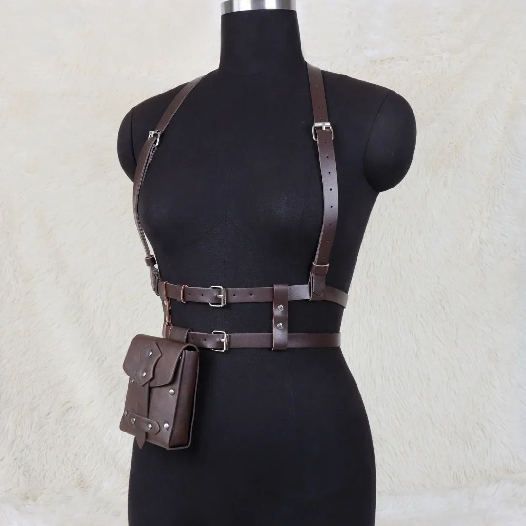 UYEE Punk Y2K Fashion Pu Leather Waist Belt Women Harness Bag