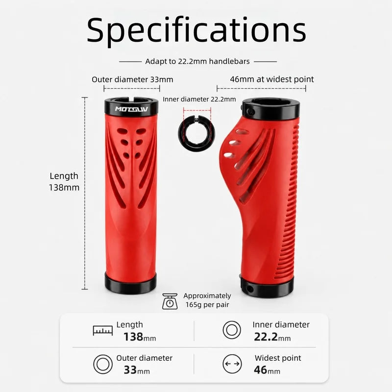 MTB Ergonomic Handlebar Grips – Dual Lock Aluminum Non-Slip