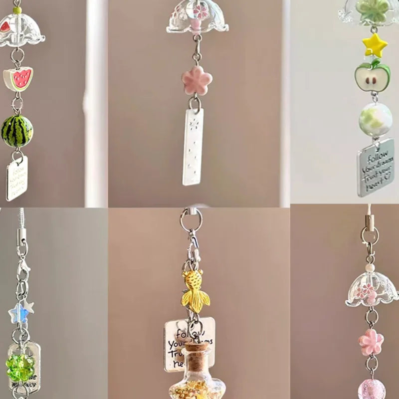 Transparent Keychain Cute Wind Chime Pendant Keyring Mobile Phone