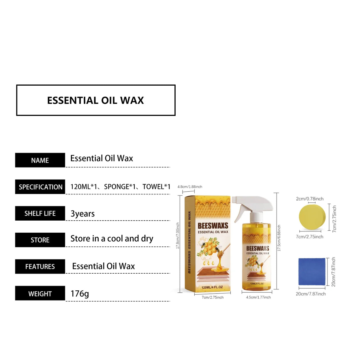 Beeswax Furniture Polish Spray – Wood Gloss & Care 120ml