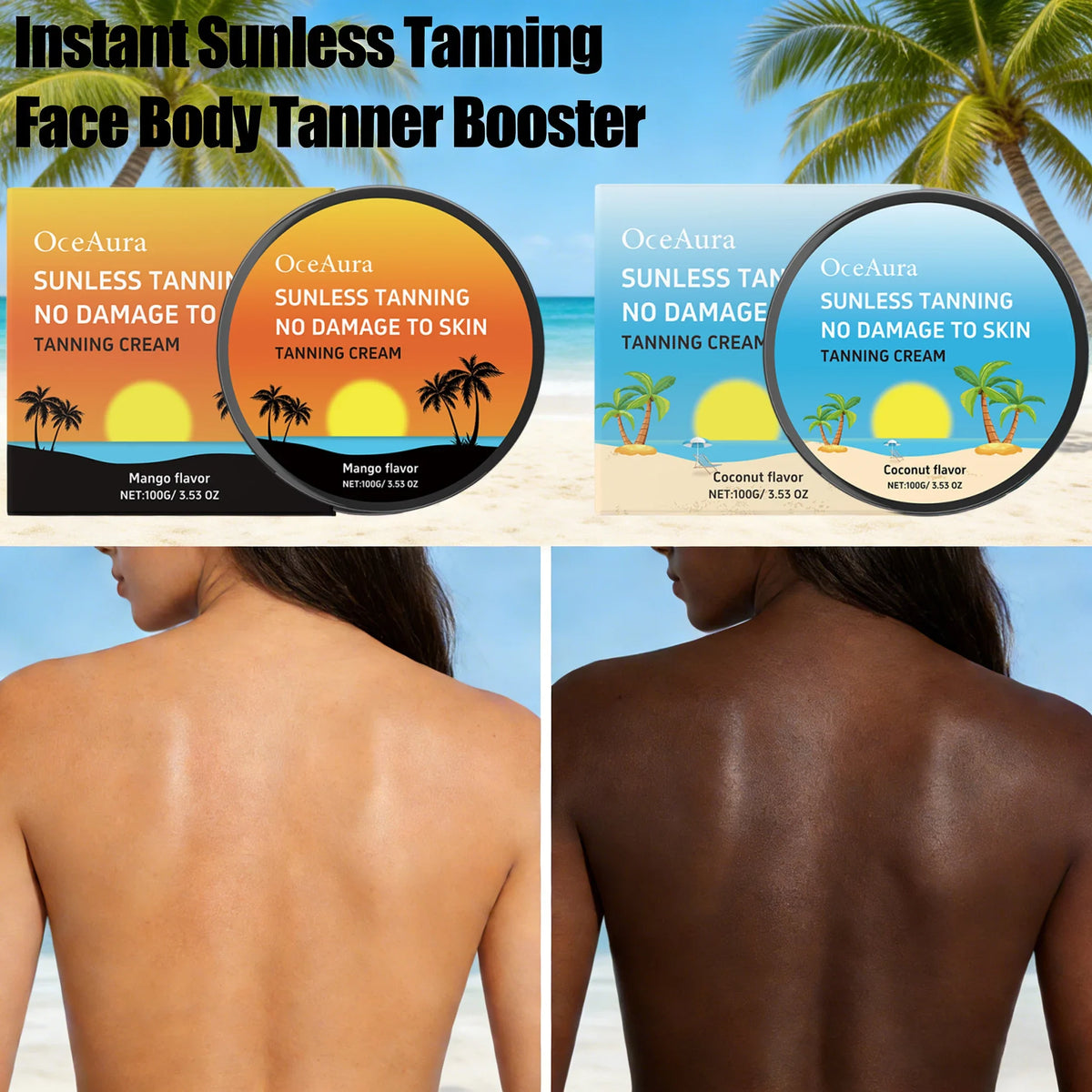 OceAura Coconut Mango Self Tanner Gradual Bronzing Body Lotion