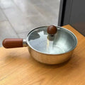 Stainless Steel Small Cooking Pot Wooden Handle Noodle Baby Food Milk