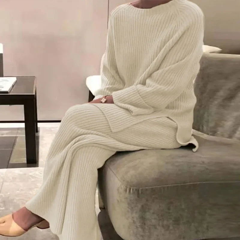 Women's Soft Knit Pajama Set – Casual Two-Piece Homewear