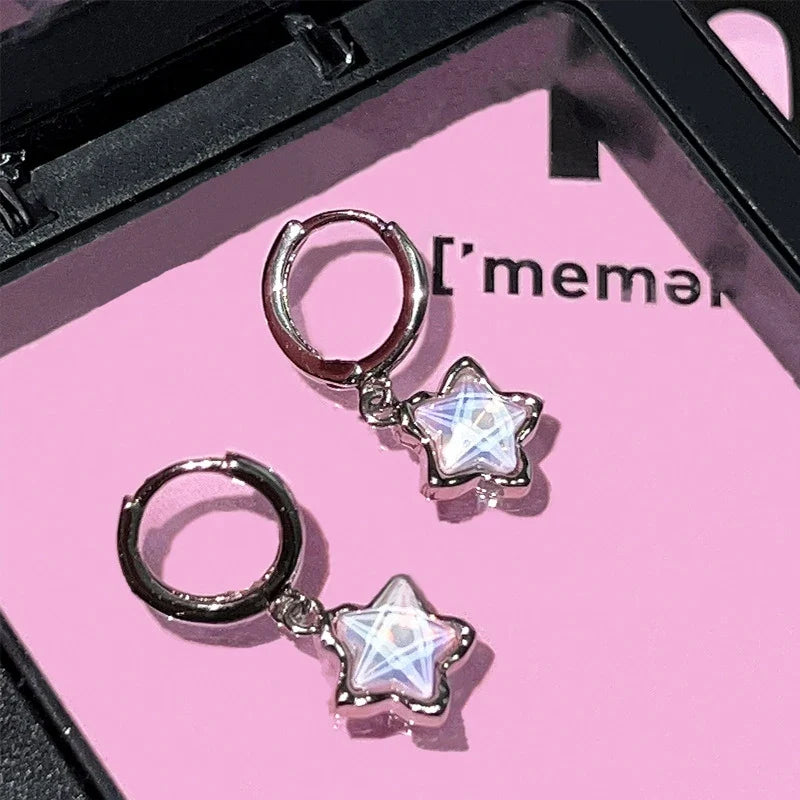 Gothic Star Pendant Hoop Earrings | Y2K Goth Harajuku Jewelry