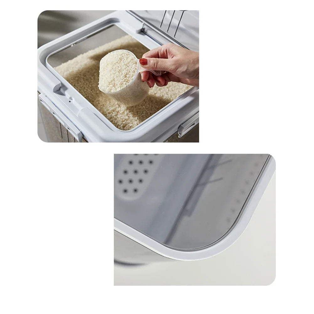 A36T-Rice Storage Box Grain Rice Dispenser Cereals Bucket Coffee Bean