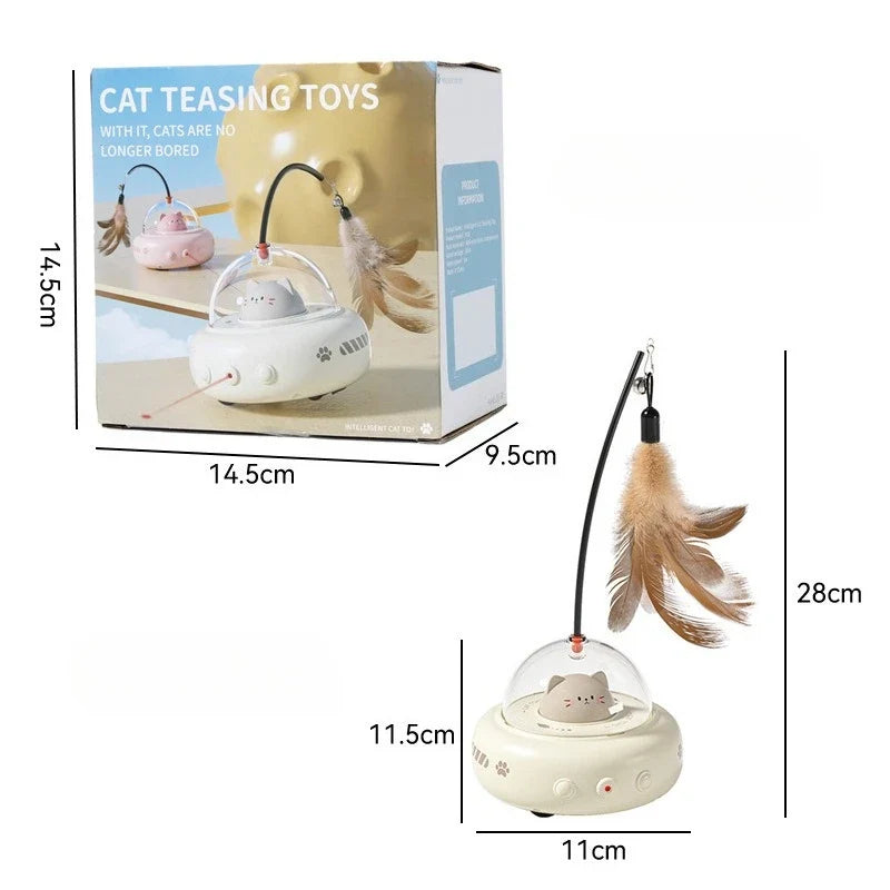 Smart Electric Cat Toy Auto Rotating Feather Wand Interactive Self