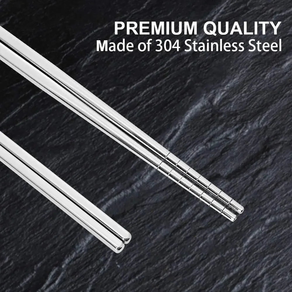 Stainless Steel Chopsticks Set – Non-Slip Reusable Cutlery