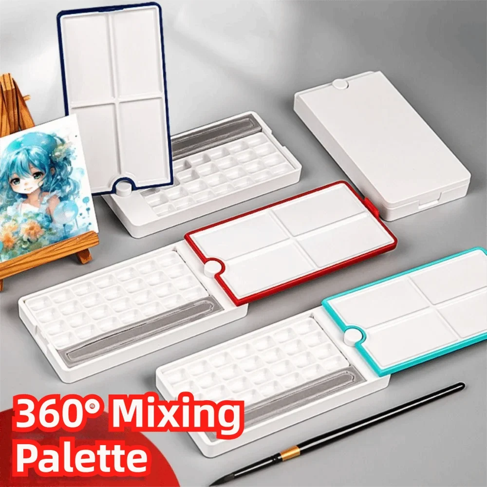 360° Rotating Watercolor Palette – 28-Grid Detachable Paint Box