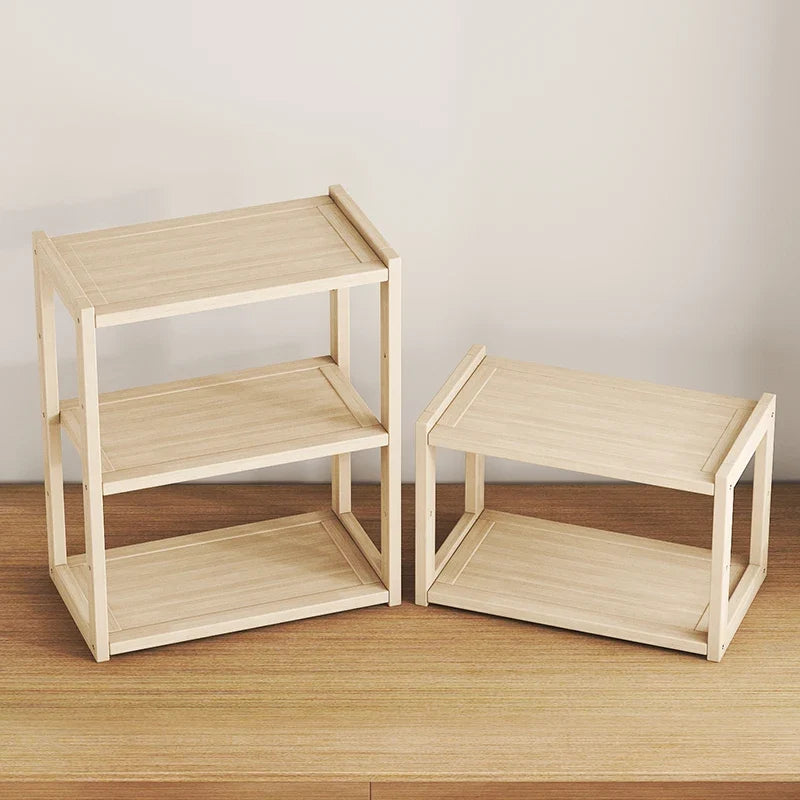 Desktop Solid Wood Multi-Layer Bookshelf & Desk Storage Rack
