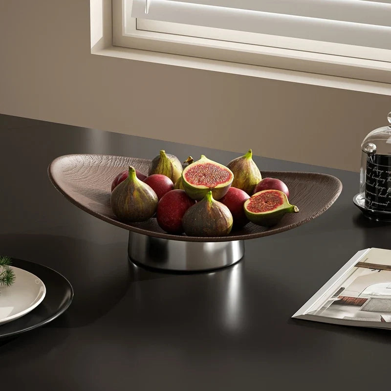 Fruit Bowl Counter Leaf Base Large Open Decorative Serving Plate