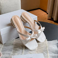 Women's Bow Low Heel Sandals – Summer Slip-On Party Shoes