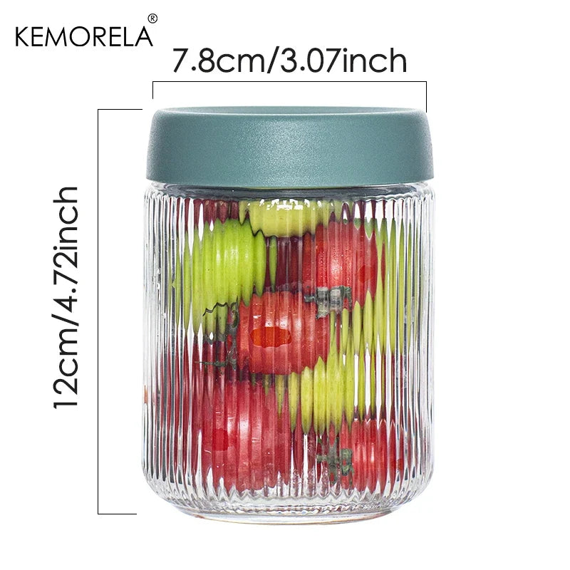 Airtight Glass Food Storage Jar – Leakproof Striped Canister