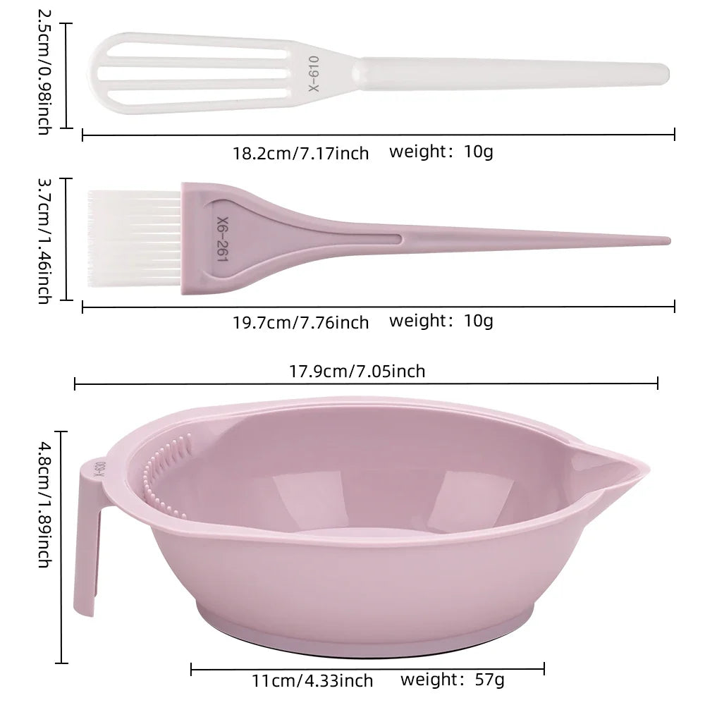 3-Piece Salon Hair Coloring Set – Mixing Bowl, Comb & Brush