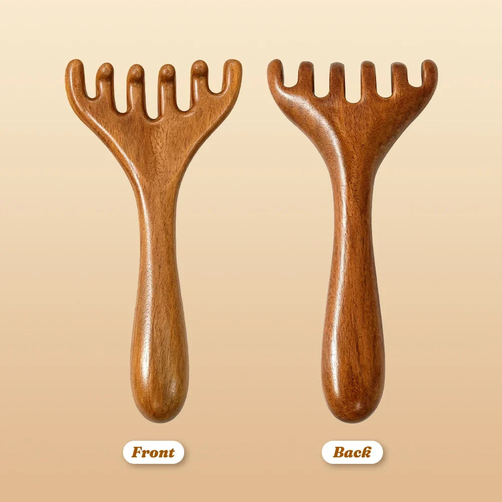 Sandalwood Five-Claw Scalp Massager & Gua Sha Comb