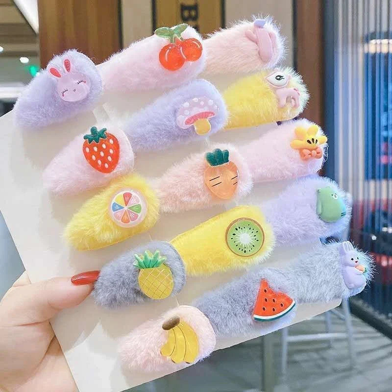Cute Plush Hair Clips for Girls – Water Drop Barrettes 3-Pack