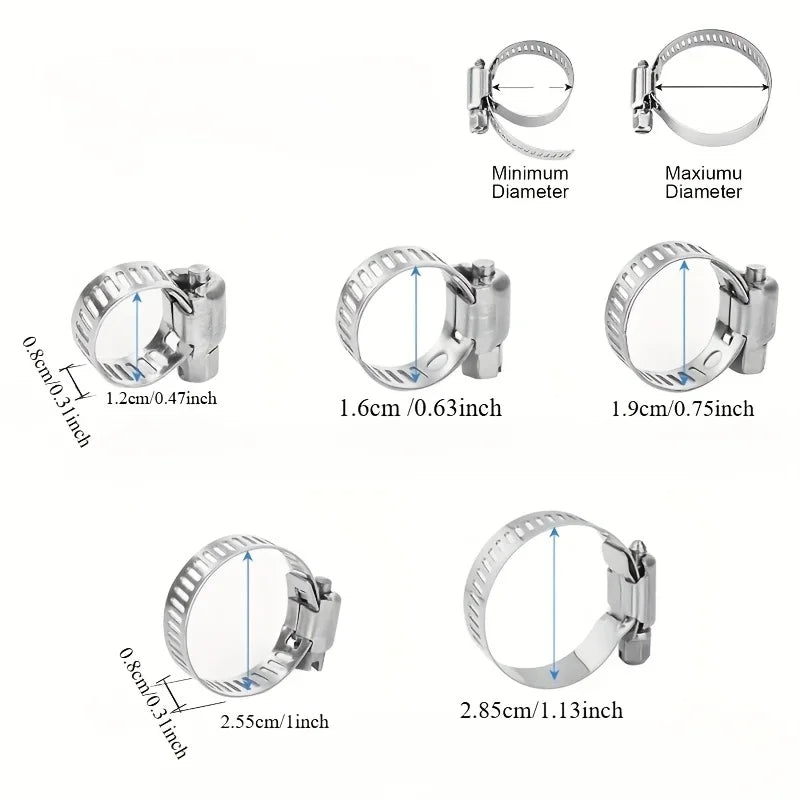 40-Pc Stainless Steel Worm Gear Hose Clamp Set 1/4"–1-1/8"