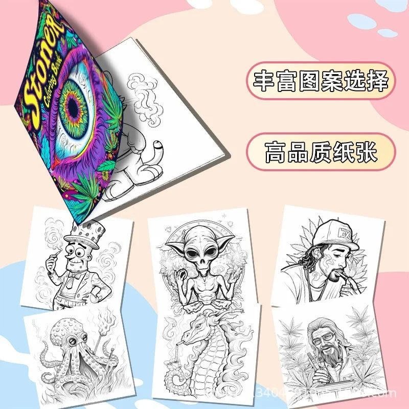 Adult Picture Book Coloring Vibrant Cartoon Characters Thick Paper