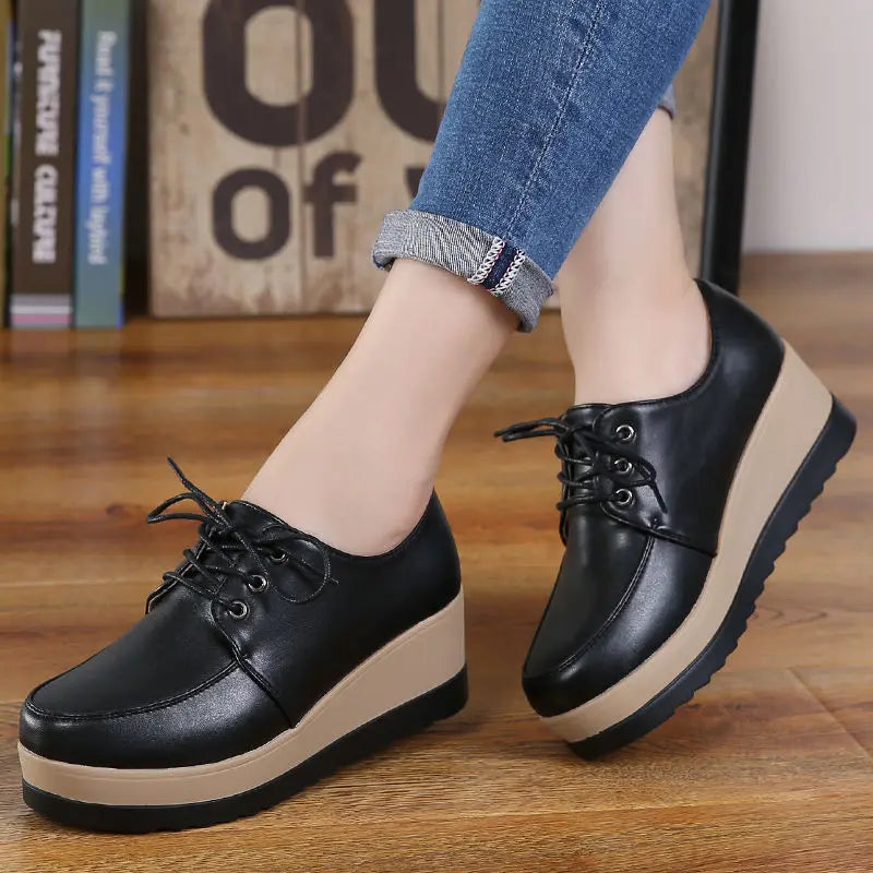 Lorilury Women Platform Lace-Up Flats – Casual Loafers 6cm