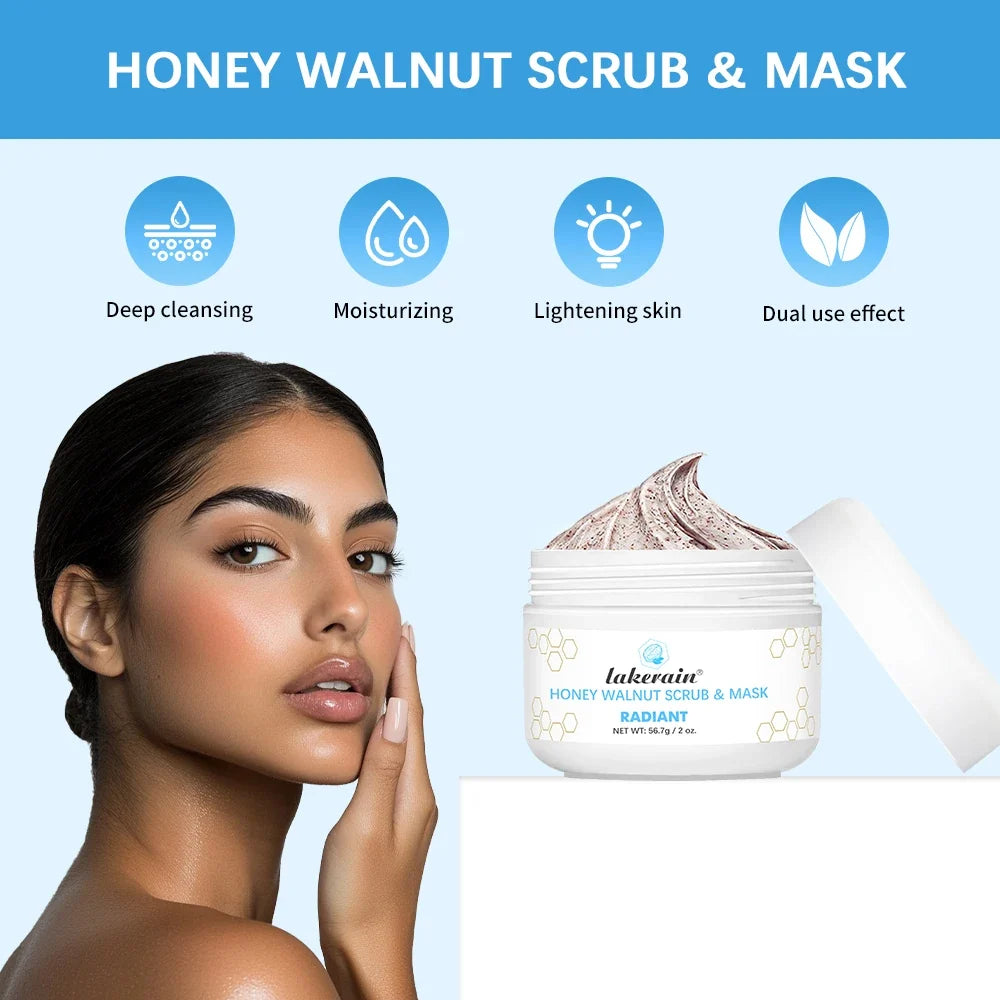 Honey Walnut Facial Scrub & Mask – Brighten & Exfoliate
