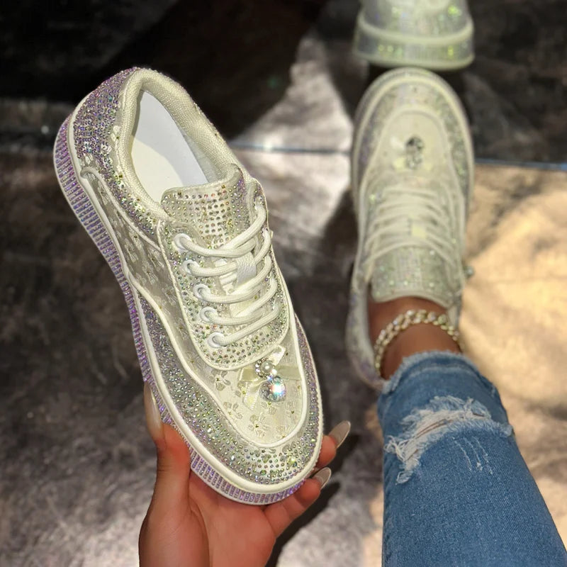 UXST Women's Rhinestone Platform Sneakers | Luxury Casual