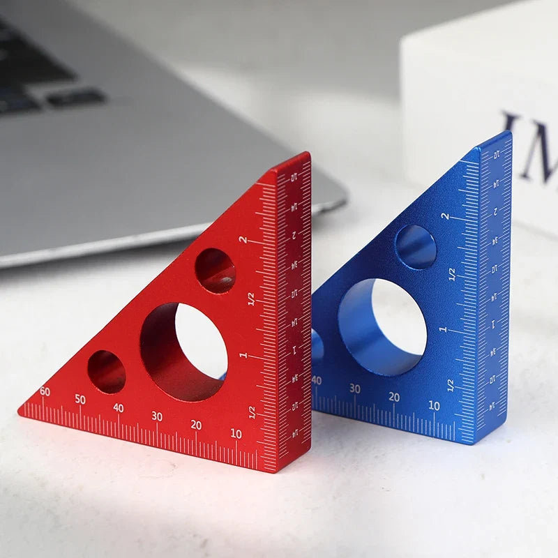 Practical Blue Red Aluminum Alloy Right Angle Marking Ruler 45 90
