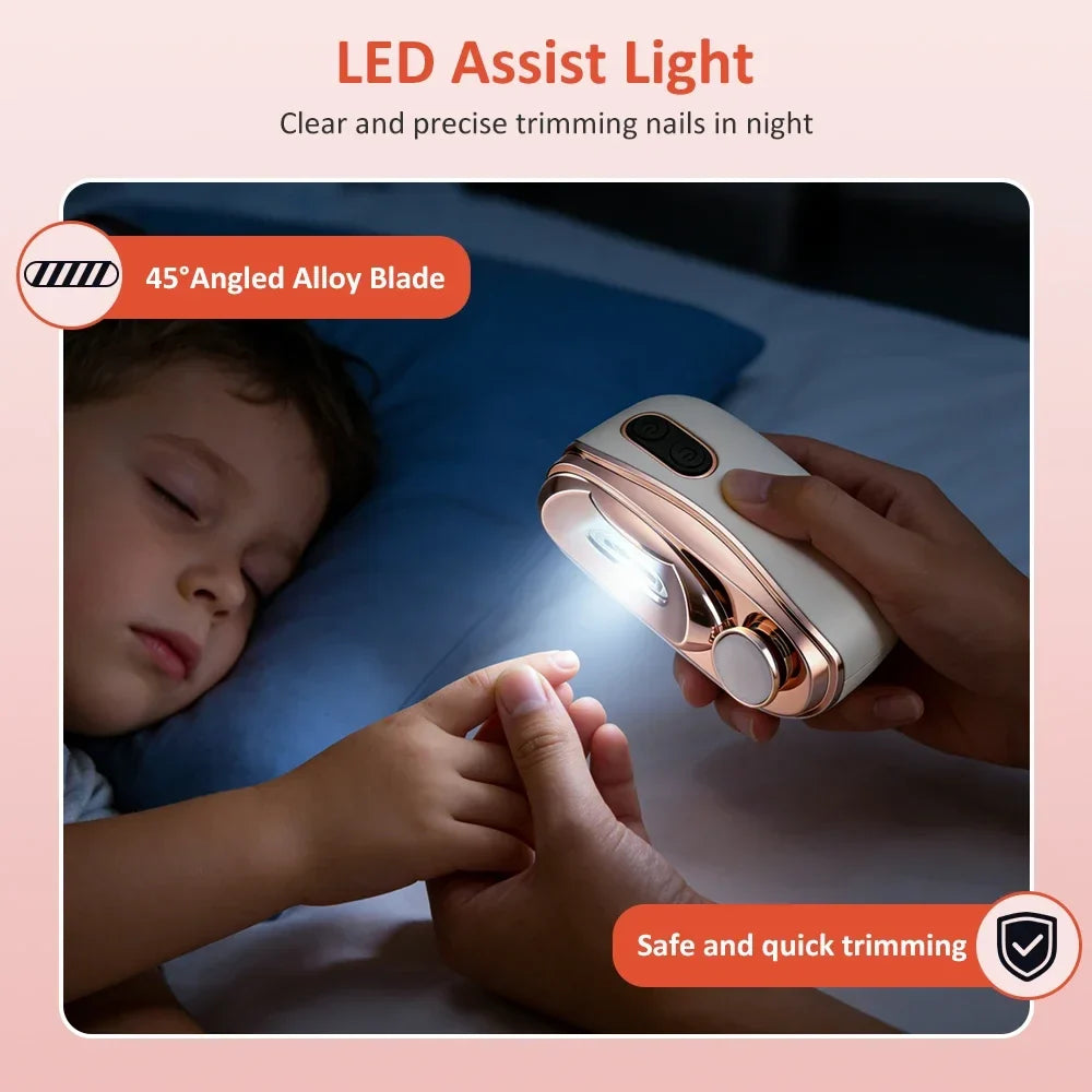 AFDEAL 2-in-1 Electric Nail Clipper & Polisher with LED Light