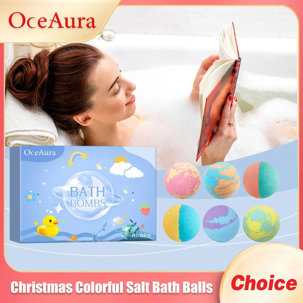 OceAura Christmas Bath Bombs | Moisturizing Spa Gift Set 180g