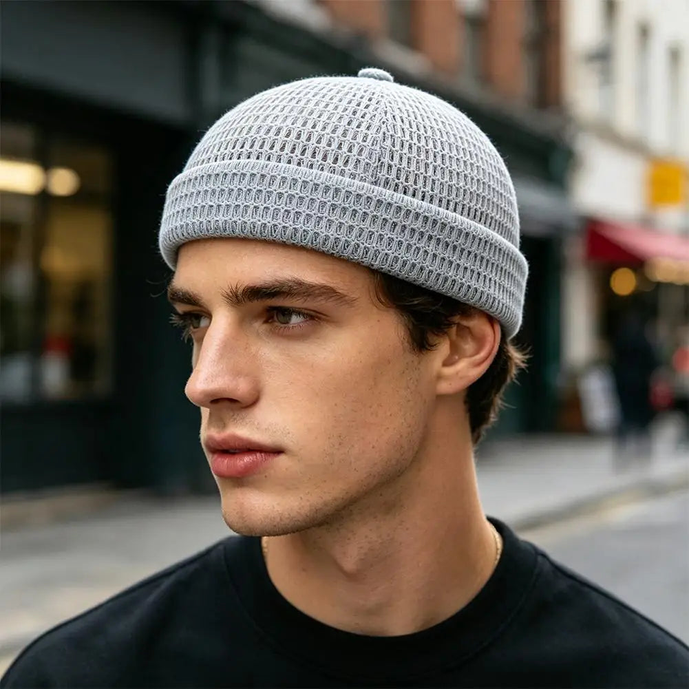 Men's Mesh Brimless Docker Cap | Breathable Summer Beanie