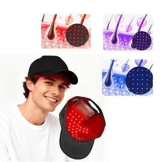 Head Massage Cap | Red & Blue Light, 4 Modes, Timer