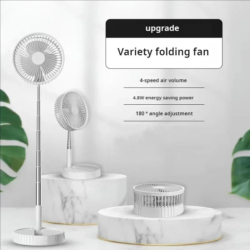 Portable Folding Rechargeable Desk Fan – USB, 4-Speed, Low Noise