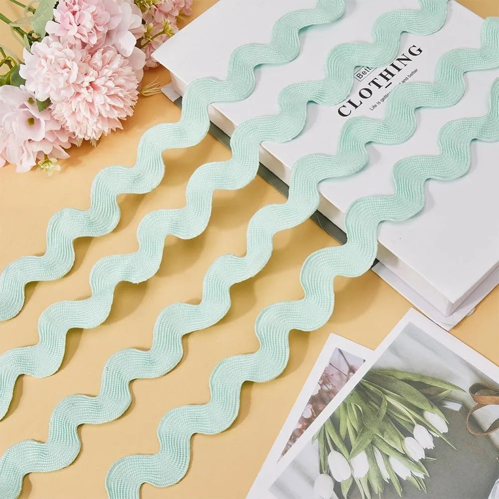 10 Yards Aquamarine Rick Rack Zig Zag Fringe Trim 37mm Wide