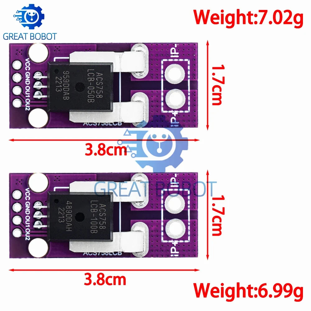 ACS758 Hall Effect Linear Current Sensor Module 50A 100A