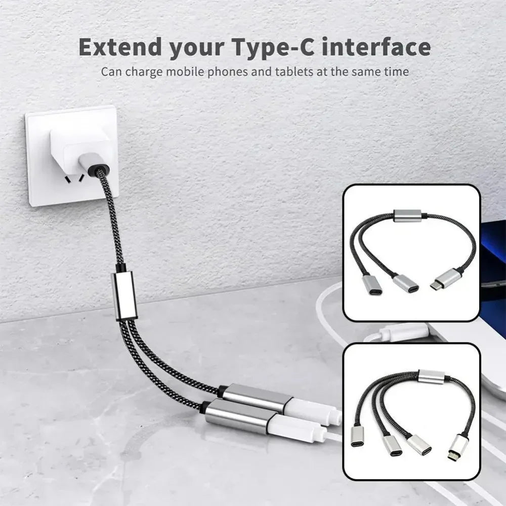 3-in-1 USB-C Hub | OTG Data Transfer & Power Charging Adapter