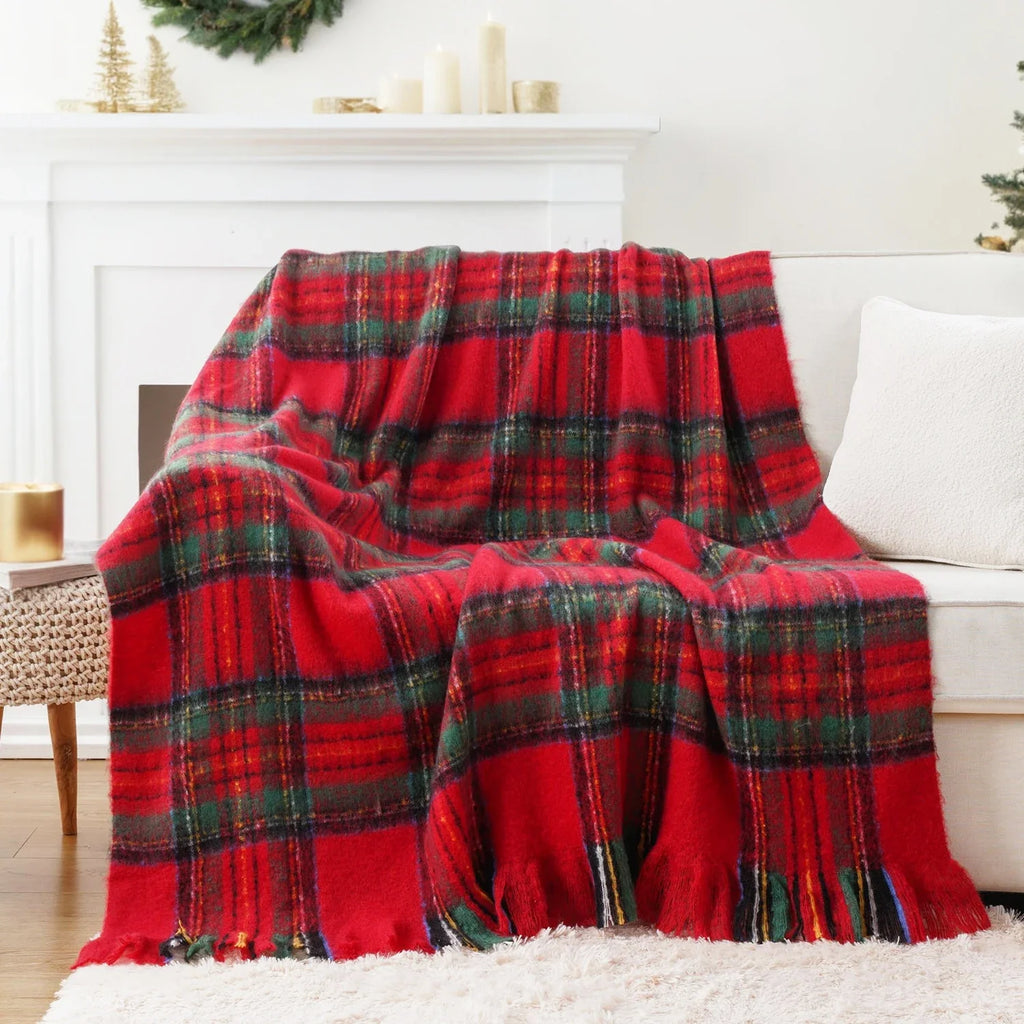 Battilo Plaid Throw Blanket | Soft Tartan Sofa Throw