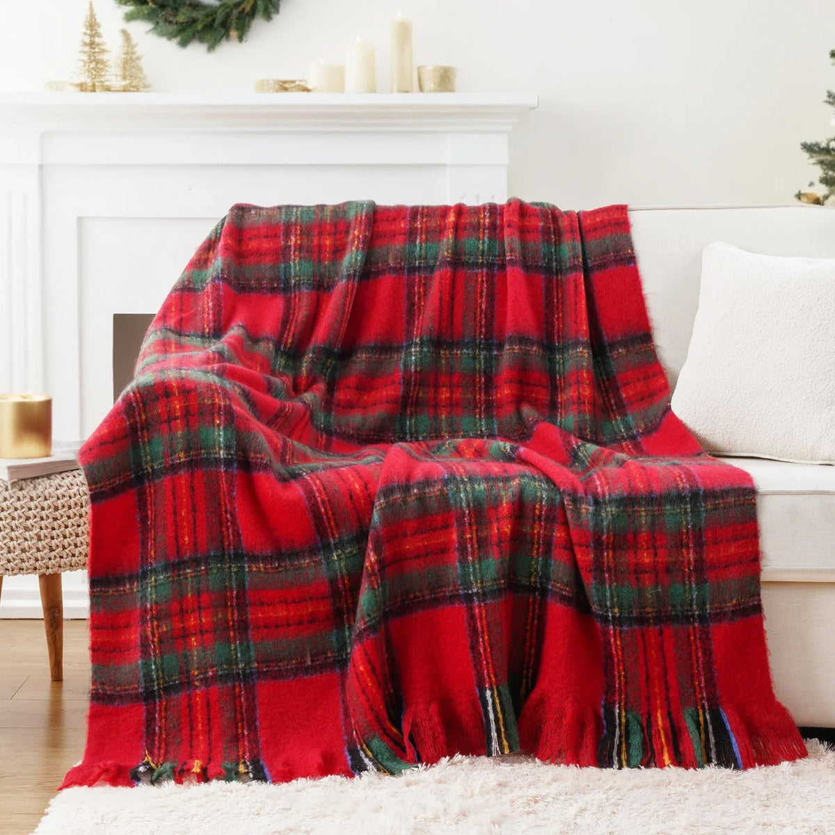 Battilo Plaid Throw Blanket | Soft Tartan Sofa Throw