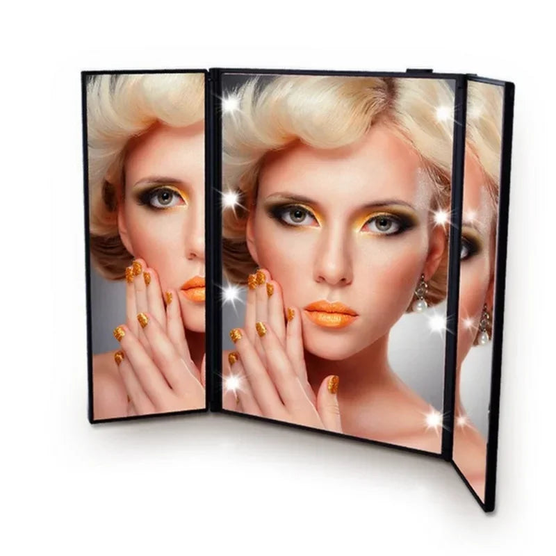 Compact Folding Pocket Makeup Mirror with LED Lights