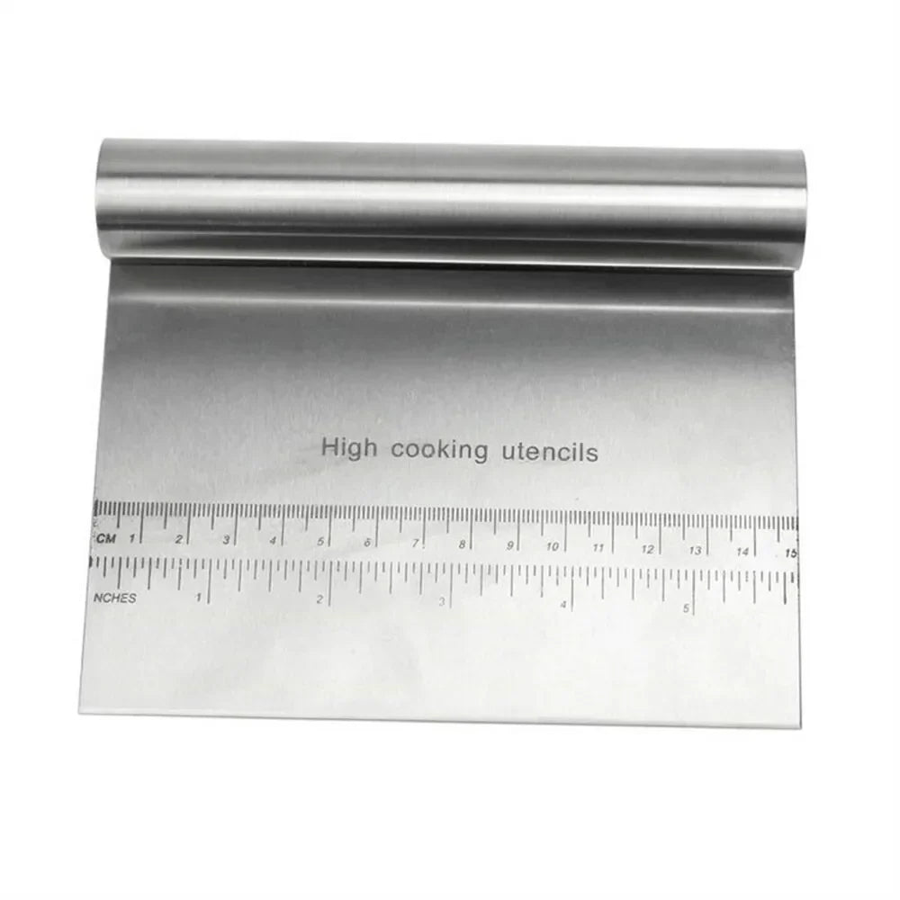 Stainless Steel Dough Scraper & Pizza Cutter with Measuring Scale