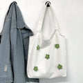 Floral Canvas Tote Bag – Minimalist Shoulder Bag for Women