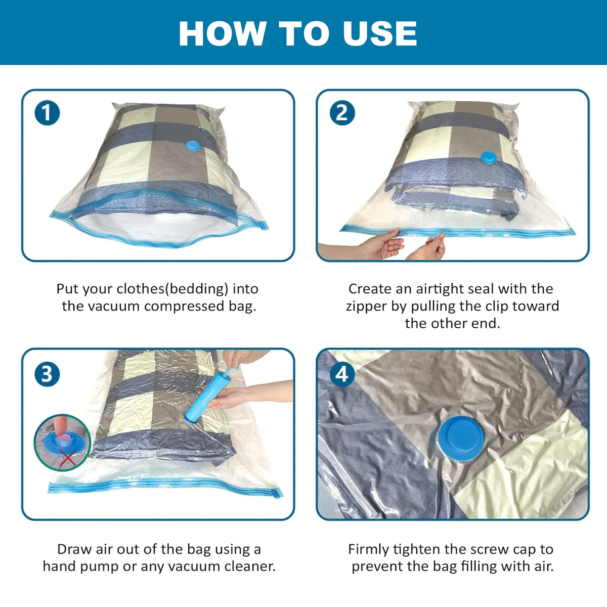Vacuum Bag Valve Pump Clothes Storing Large Plastic Compression Empty