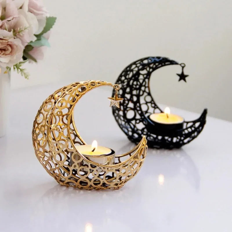 Ramadan Moon Metal Candle Holder – Eid Mubarak Home Decor